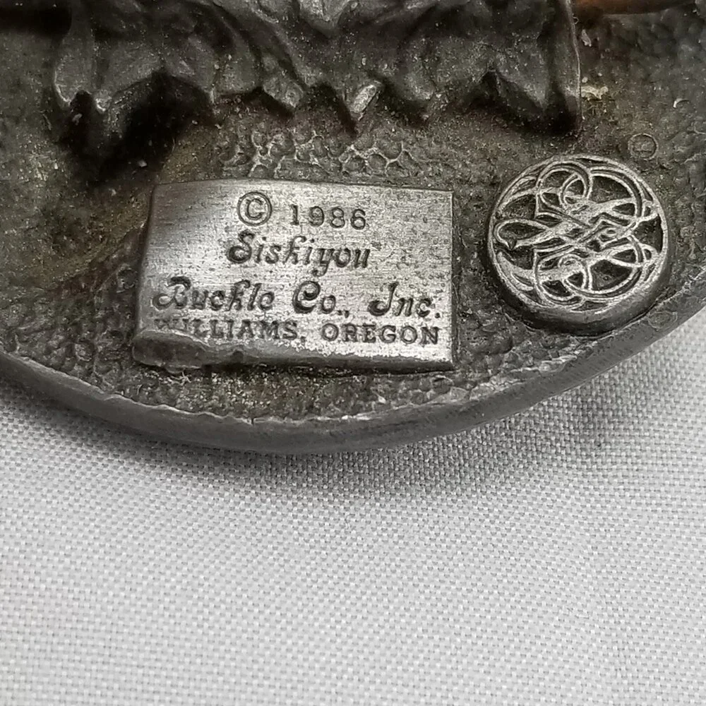 Eagle 1986 Siskiyou Pewter Belt Buckle Western USA Bird American Flag‎ Patriotic